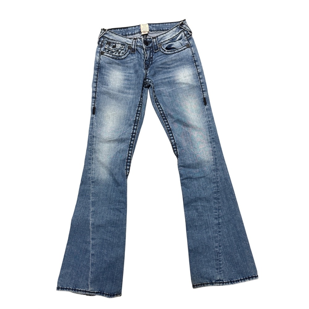 NOT FOR SALE True Religion Joey Super T Flare Jeans Womens 27 Medium Wash Blue